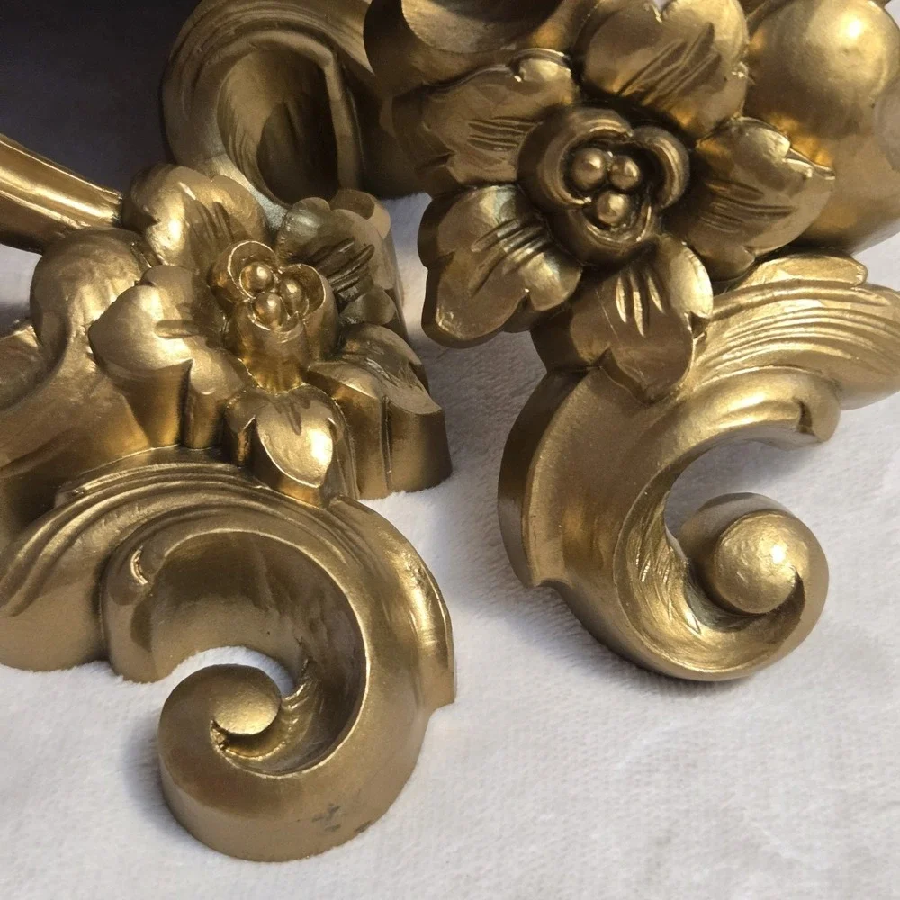 Vintage Retro 1970 Dart Industries #3507 Wall Shelves Ornate Gold Set of 2 MCM
